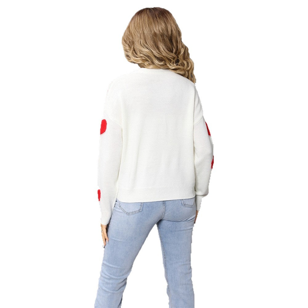 Women's Love Long-sleeved Knitted Valentine's Day Versatile Tops