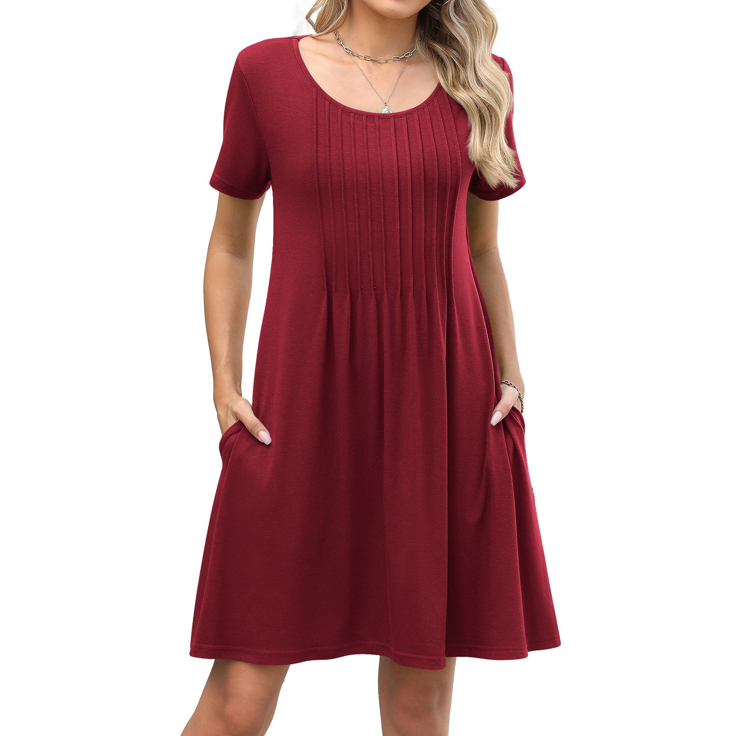 Solid Color Round Neck Stripes Loose Sleeve Shorts