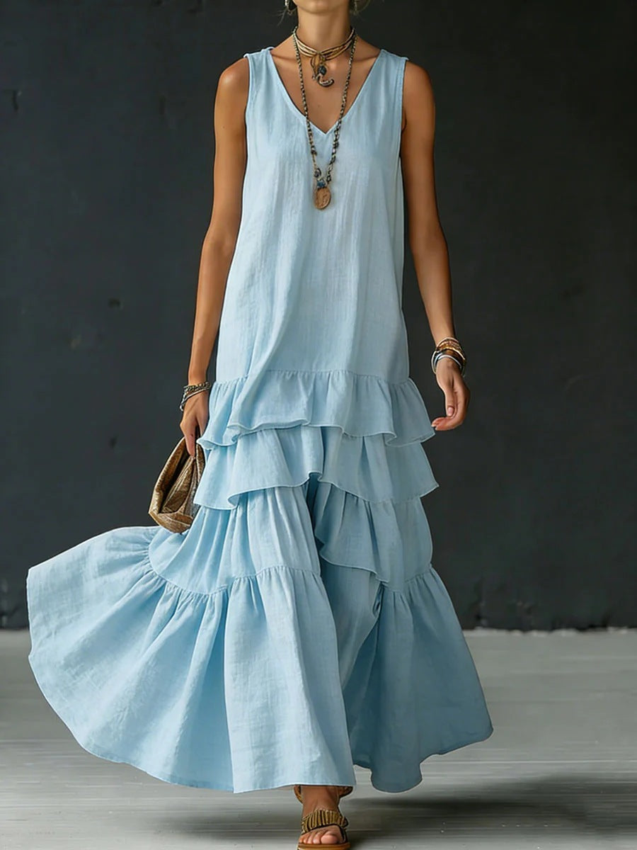 Women's Spring Solid Color Loose Large Sleeveless Dress