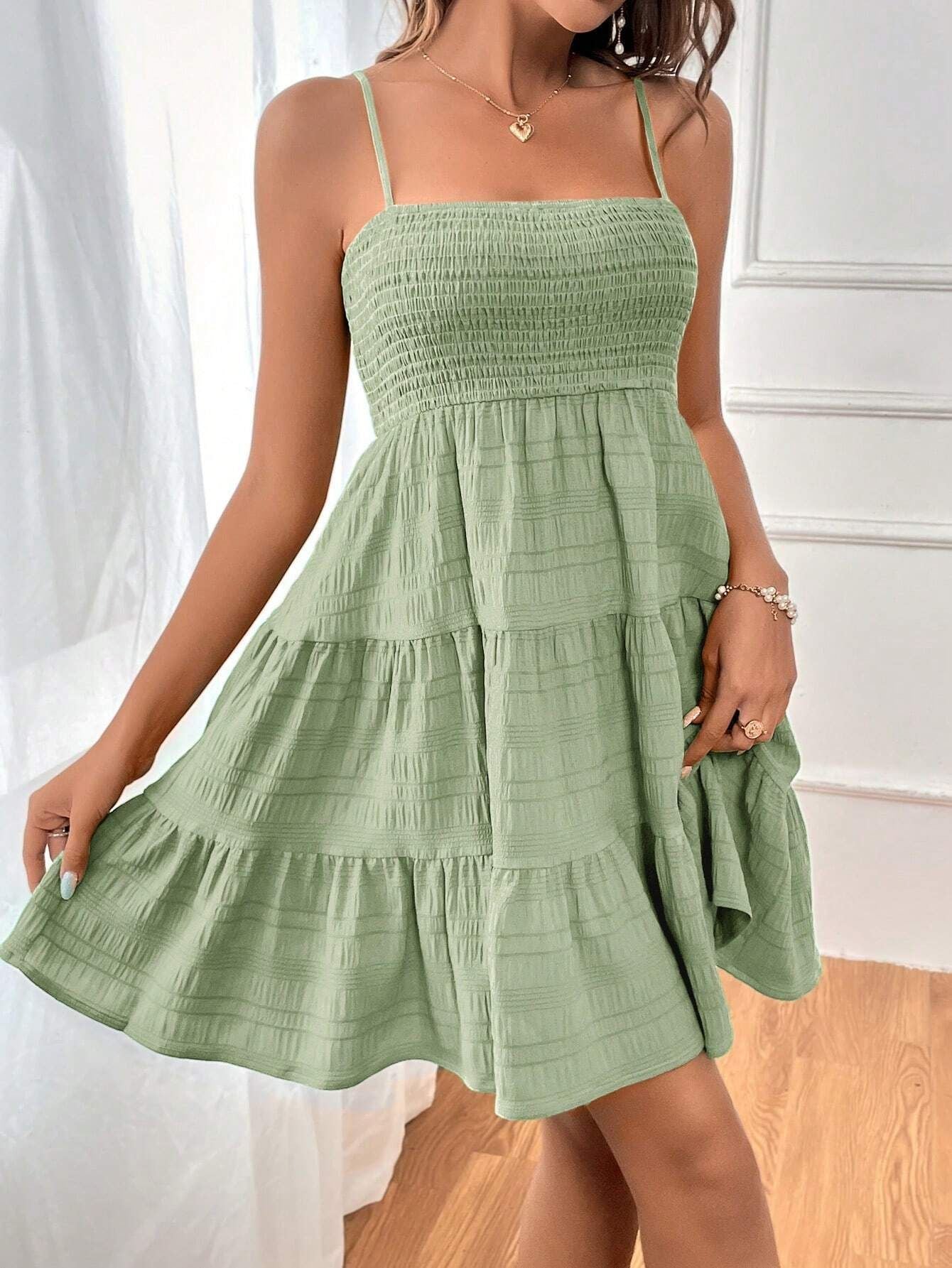 Women's Summer Camisole Pure Color Texture Dress Dresses