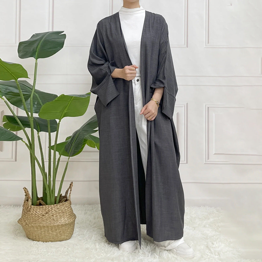 Muslim Two-tone Plain Long Sleeve Dress Dresses