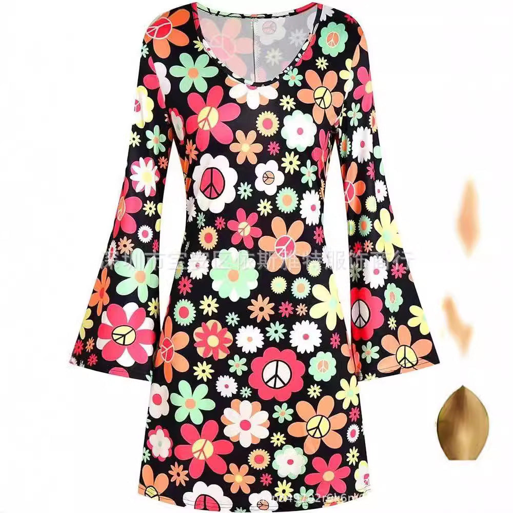 Halloween Hippies Disco Dress Without Headband Dresses