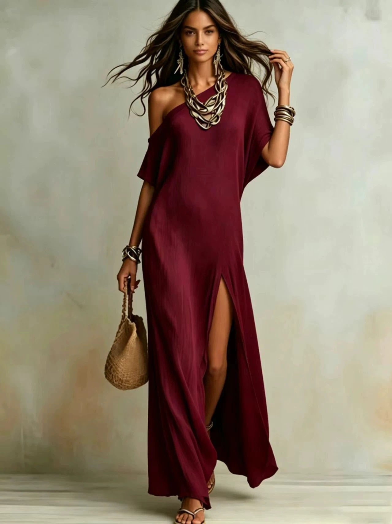 Women's Summer Elegant Sleeve Cotton Linen Fold Dress