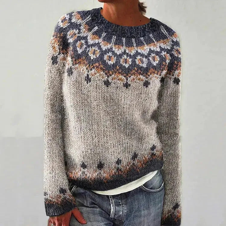 Women's Round Neck Multicolor Loose Fashion Pullover Sweater