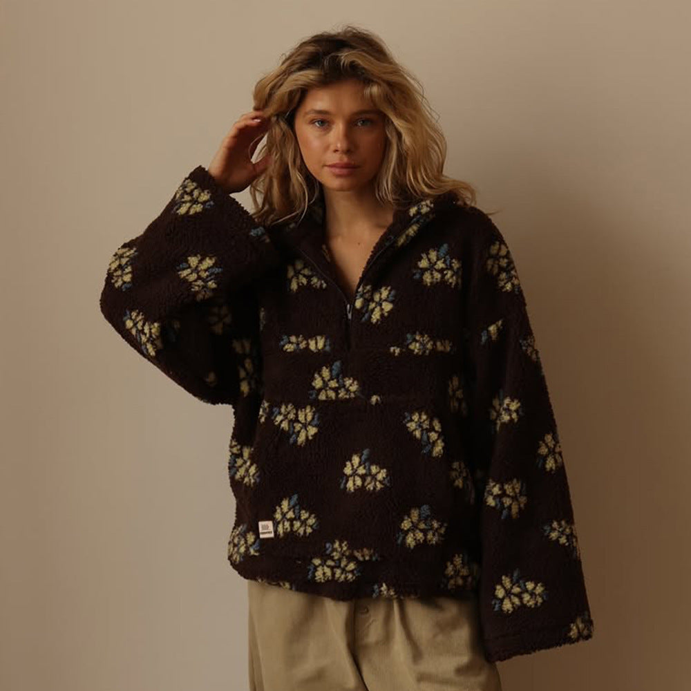 Women's Polar Fleece Flower Fashion Warm Fur Sweaters