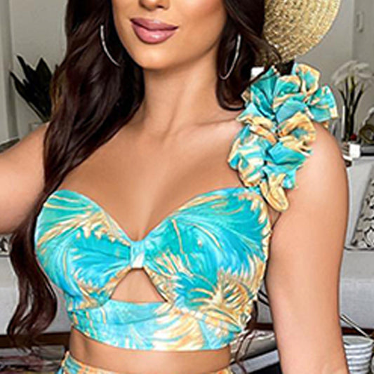 Women's Summer Printed Sleeve Two-piece Fashion Sexy Dresses
