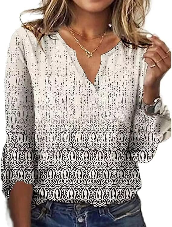 Women's Long-sleeved Printed Ethnic Fashion T-shirt Blouses