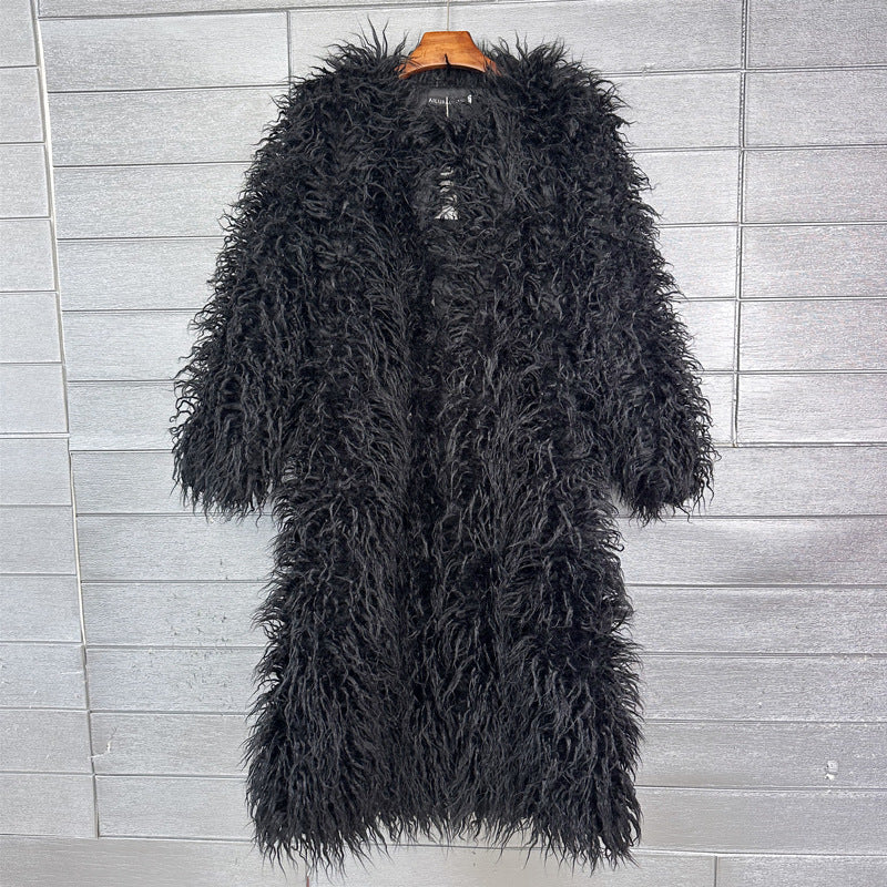 Imitation Tan Wool Extended Furry Color Coats