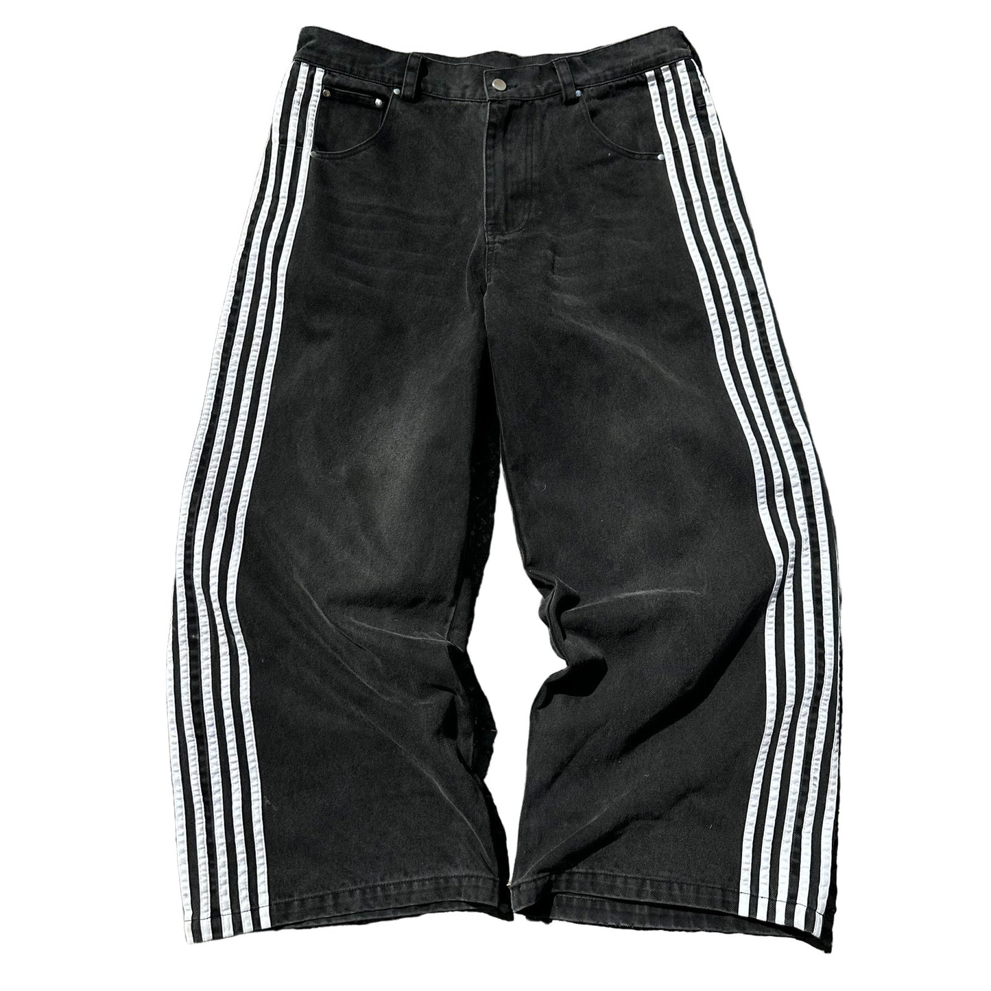 Retro Street Striped Casual Wide Leg Jeans