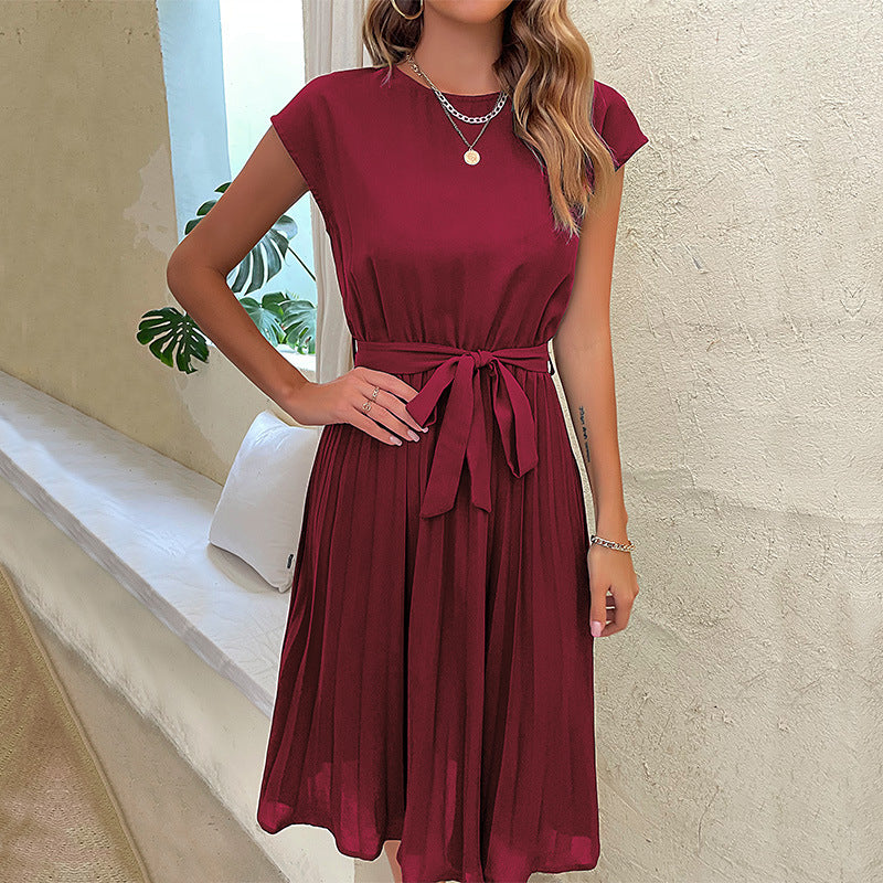 Women's Summer Solid Color Pleated Dress Dresses