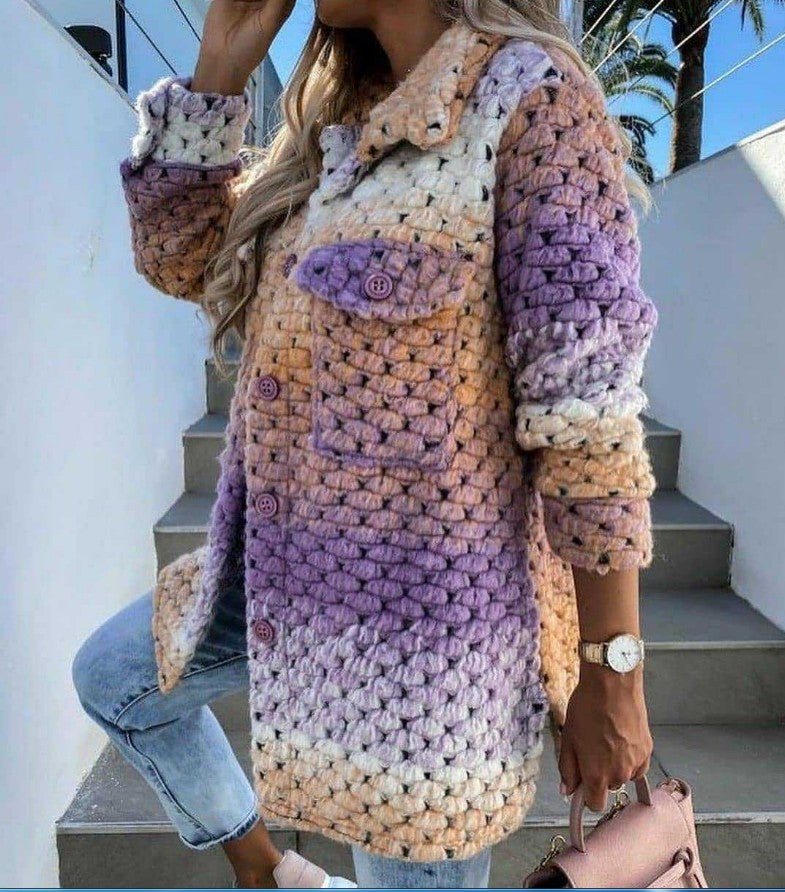 Women's Elegant Fashion Printing Woolen Cloth Jackets