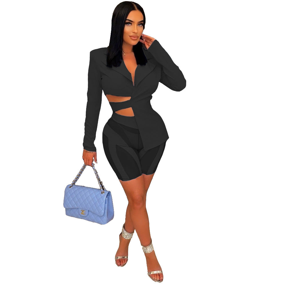 Women's Sexy Solid Color Back Strap Mesh Clothing