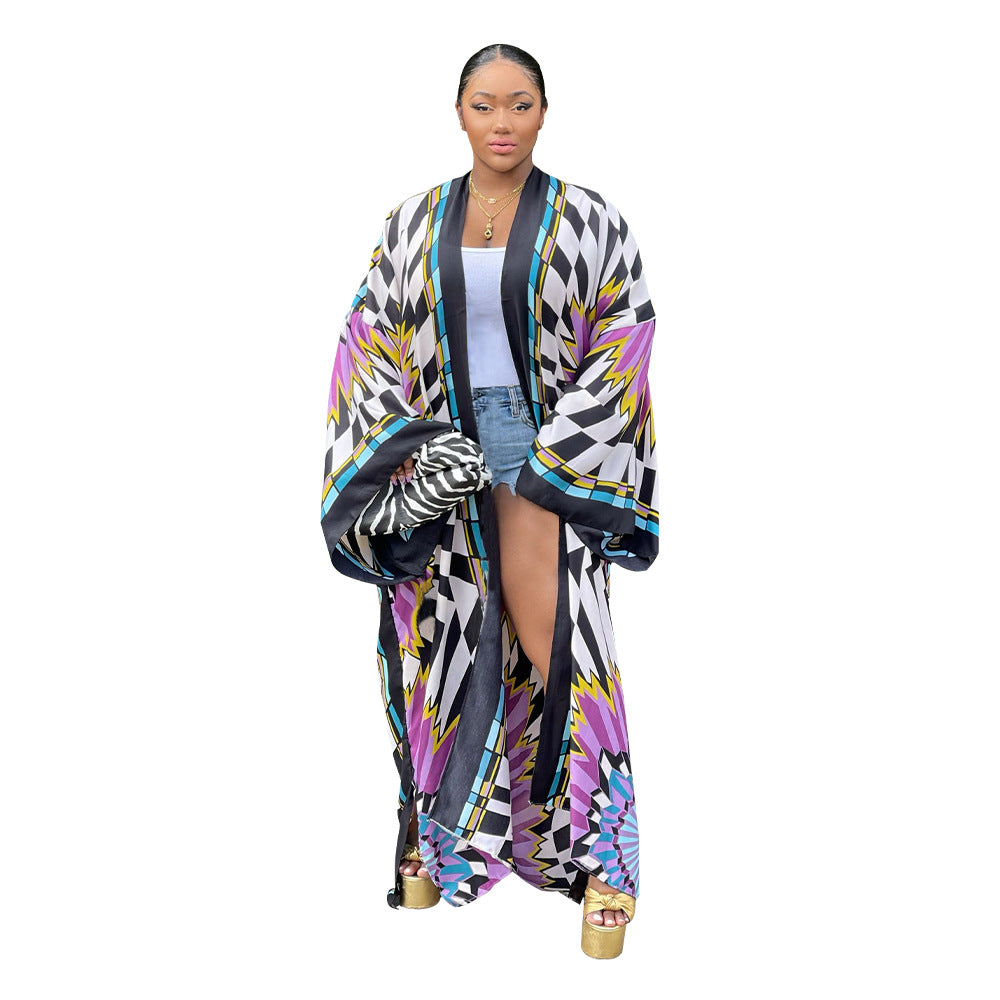 Women's Autumn Print Loose Casual Kimono Long Clothing