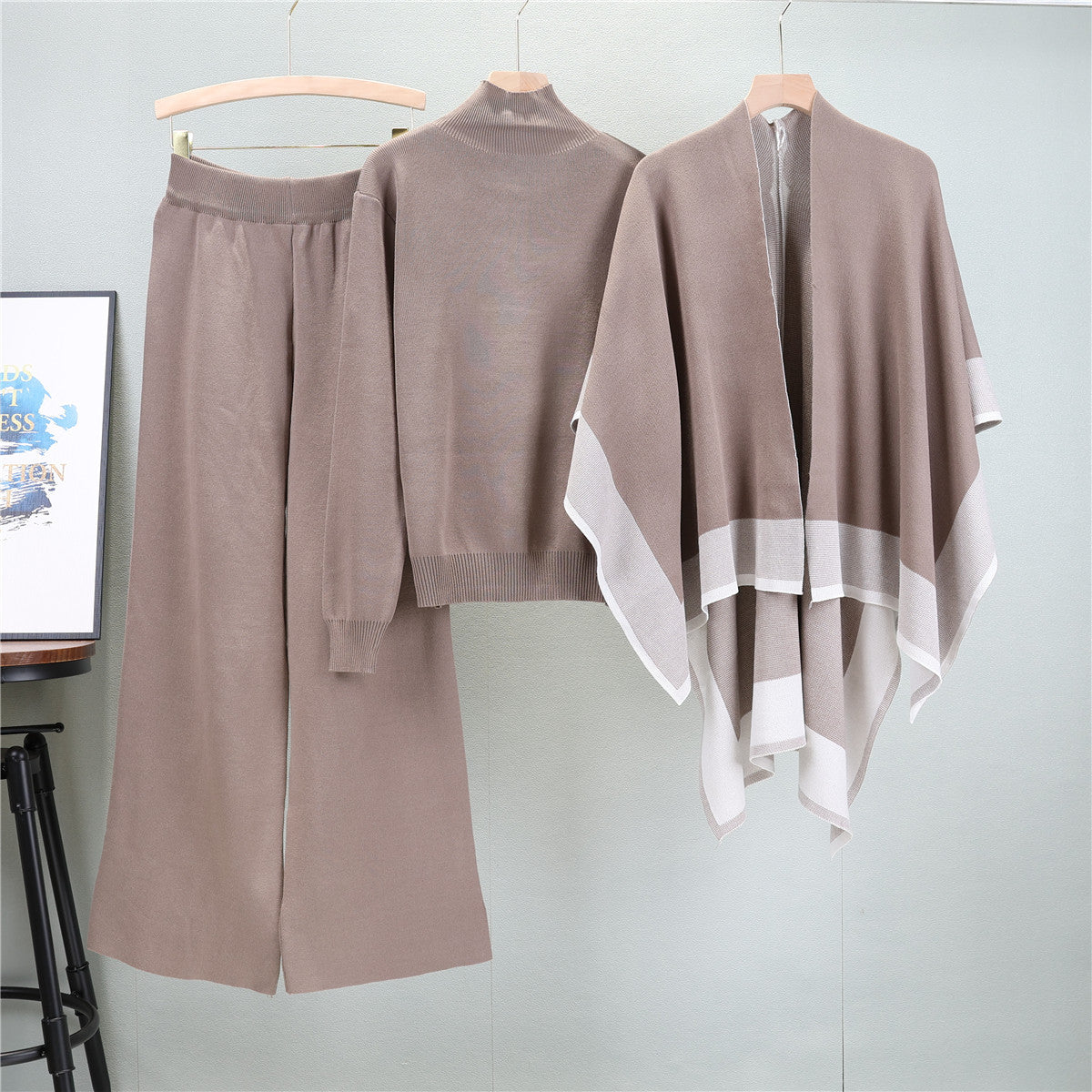 Women's Shawl Knitted Loose Three-piece Set Fashion Suits