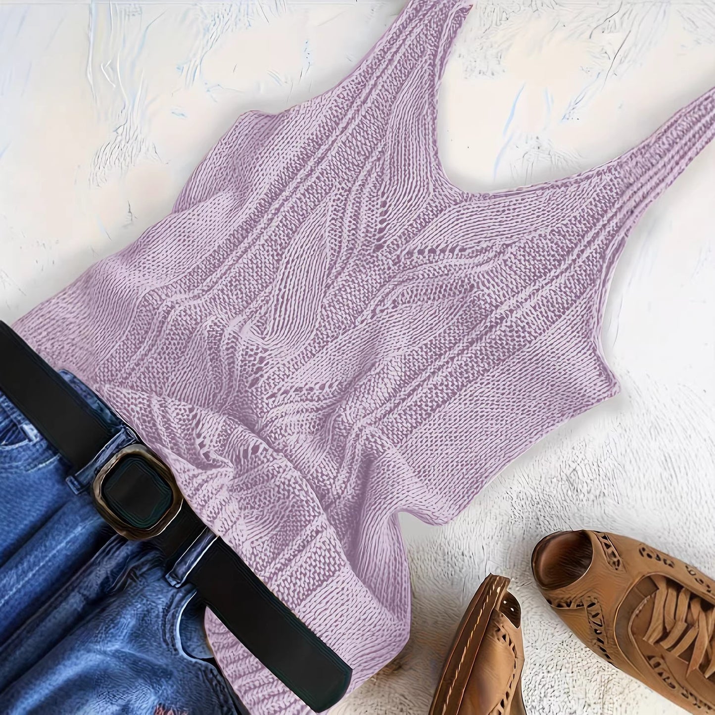 Women's Solid Color Knitted Casual Sleeve Wild Vests