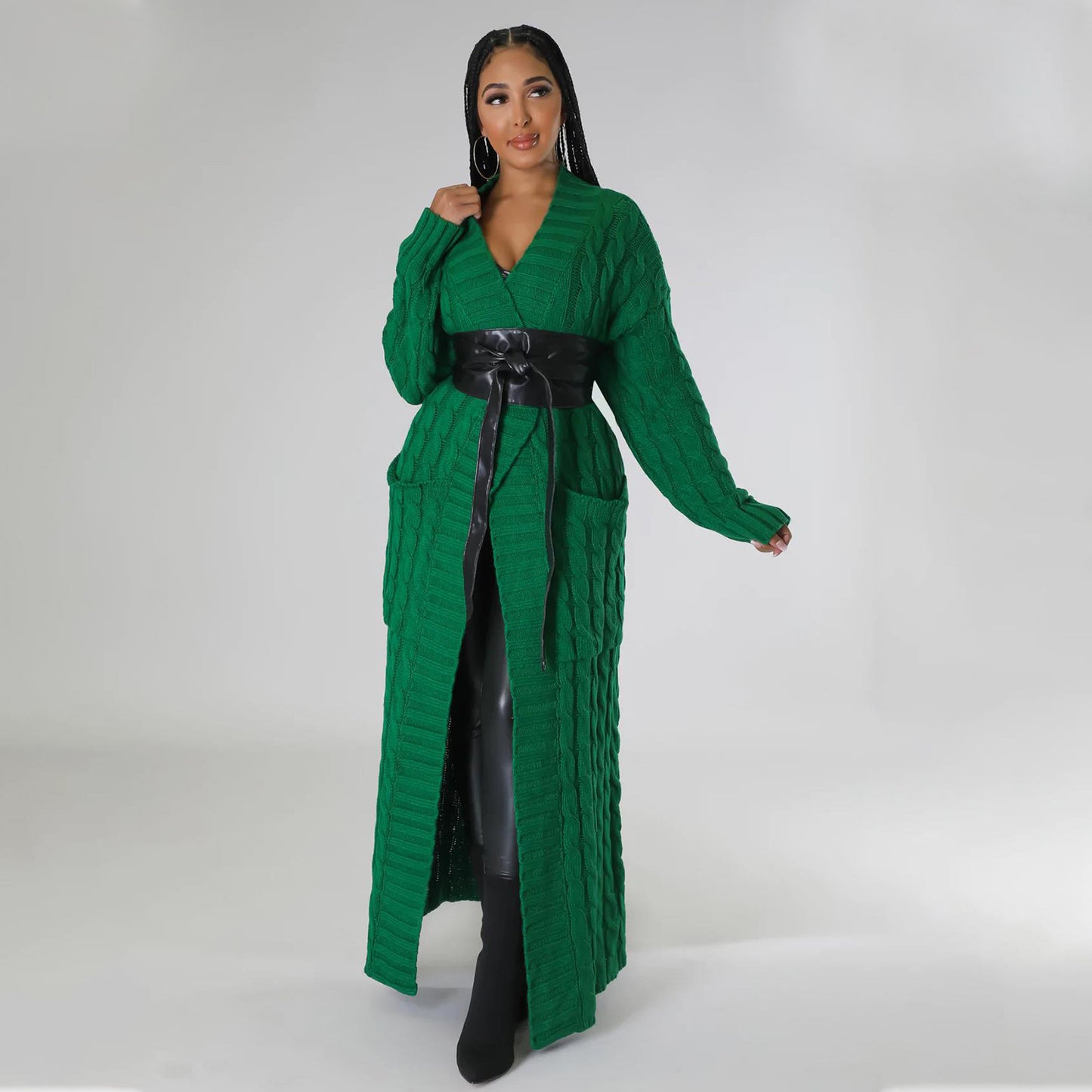 Women's Fashion Casual Long-sleeved Long Solid Color Sweaters