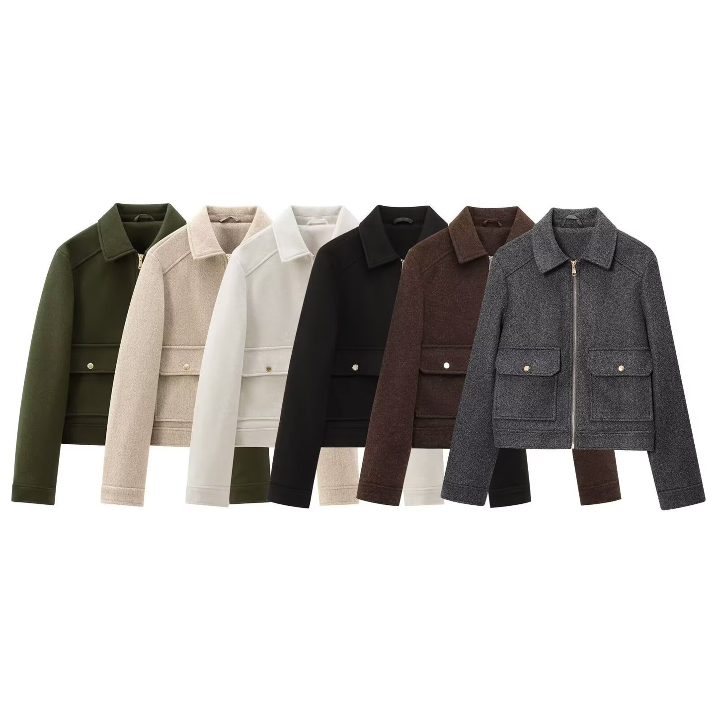 Women's Zipper Ornament Soft Long Sleeve Lapel Coats