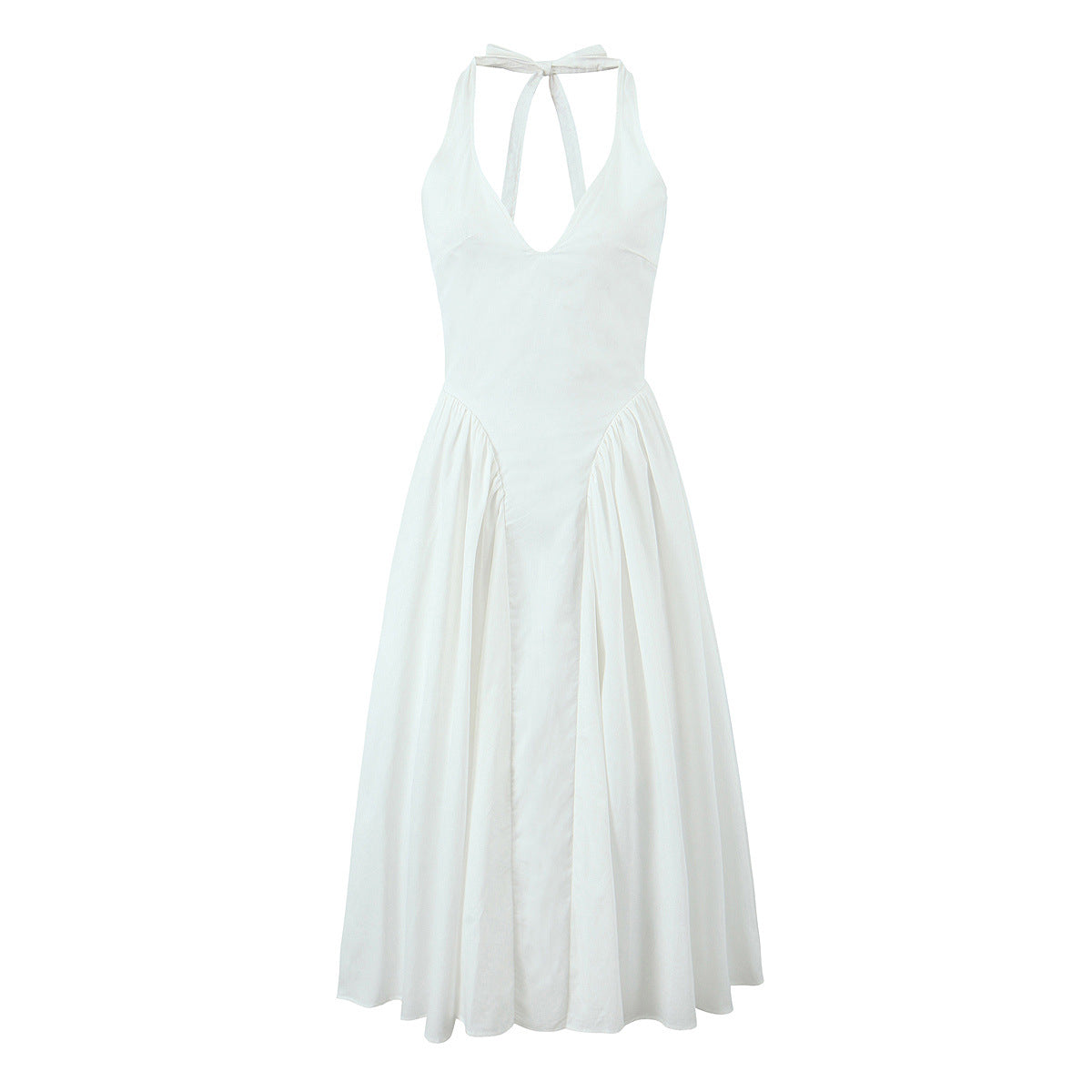 Women's Hanging Collar Waist Slimming Long Cotton Dresses