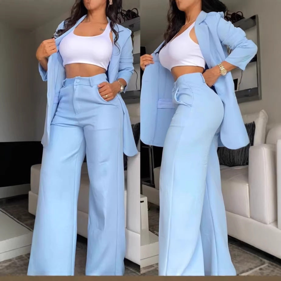 Women's Summer Elegant Pure Color Split Sleeve Suits