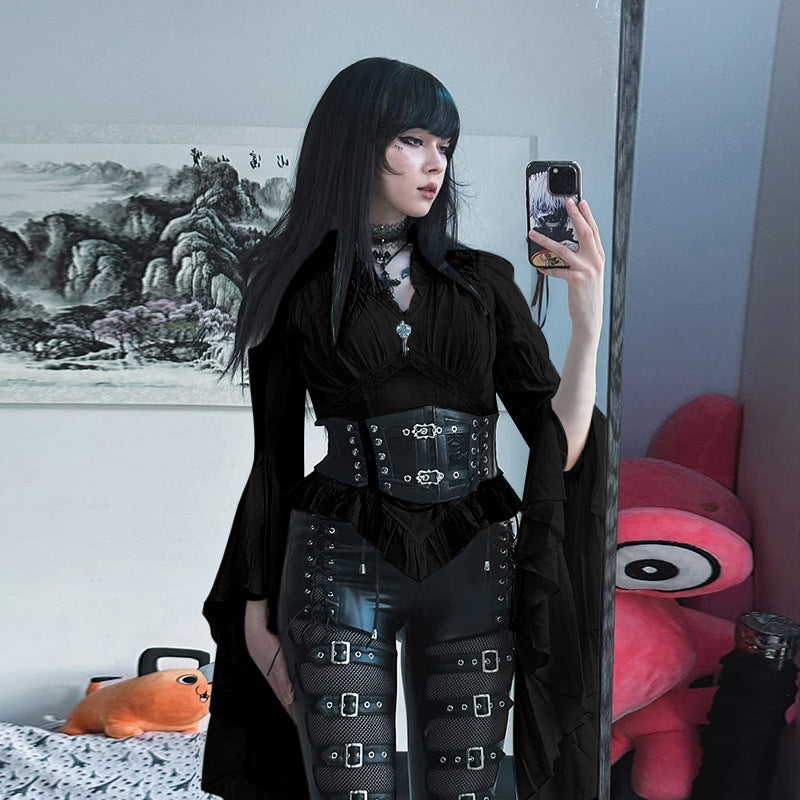 Women's Dark Court Style Long-sleeved Shirt Gothic Blouses