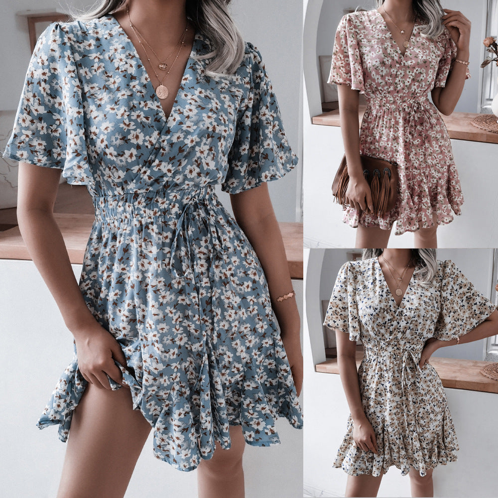 Women's Clearance Summer Casual Sleeve Floral Ruffled Shorts