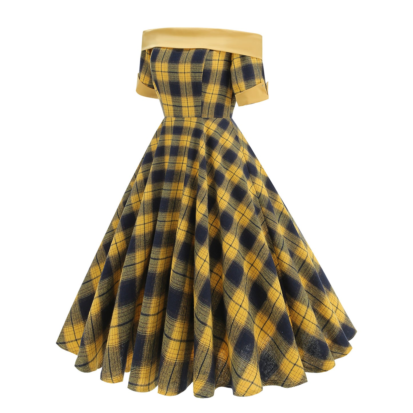 Plaid Contrast Color Sexy Mid-length Tulle Dresses