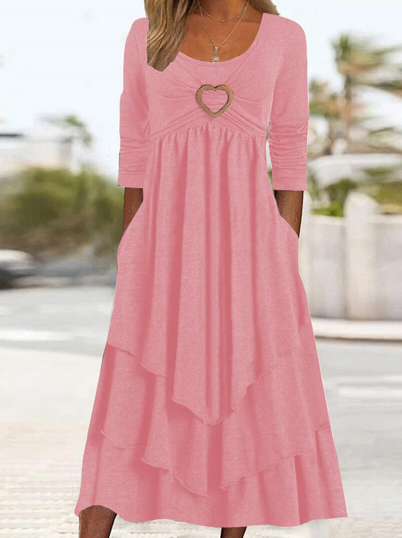 Waist Tight Love Decoration Layer Cake Hem Dresses