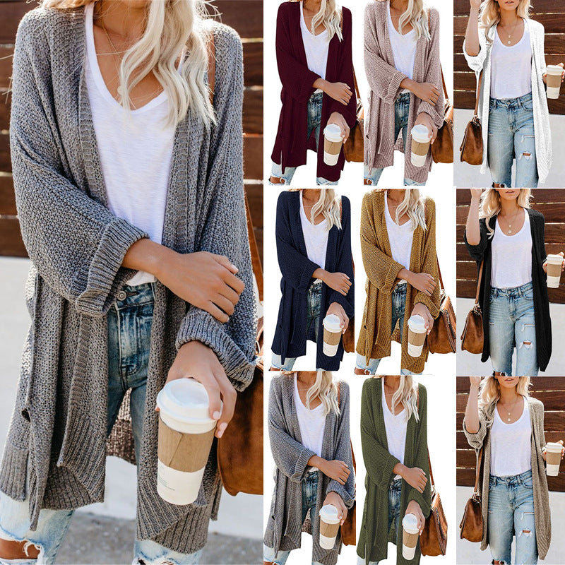 Women's Spring Large Mid-length Solid Color Knitted Women's Sweater