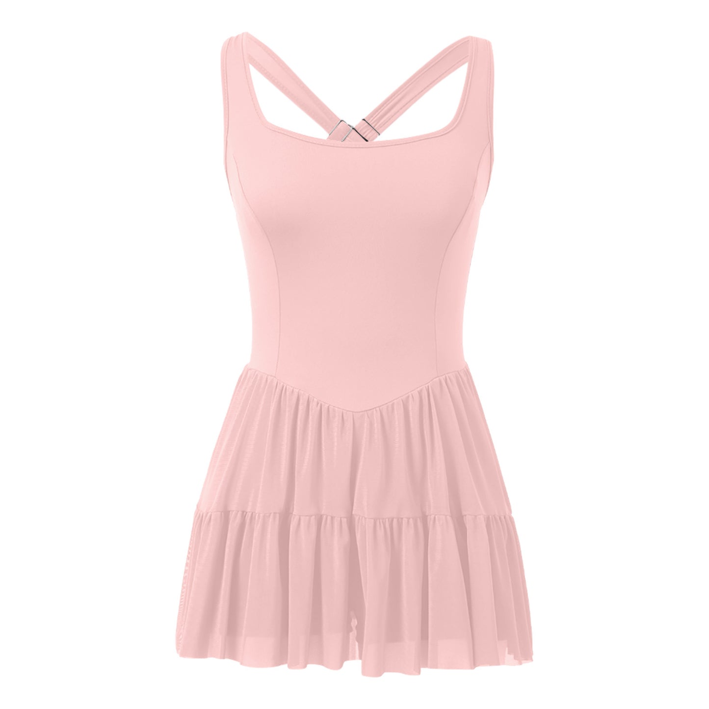 Women's Ballet Style Mesh Inner Village Strap Dress