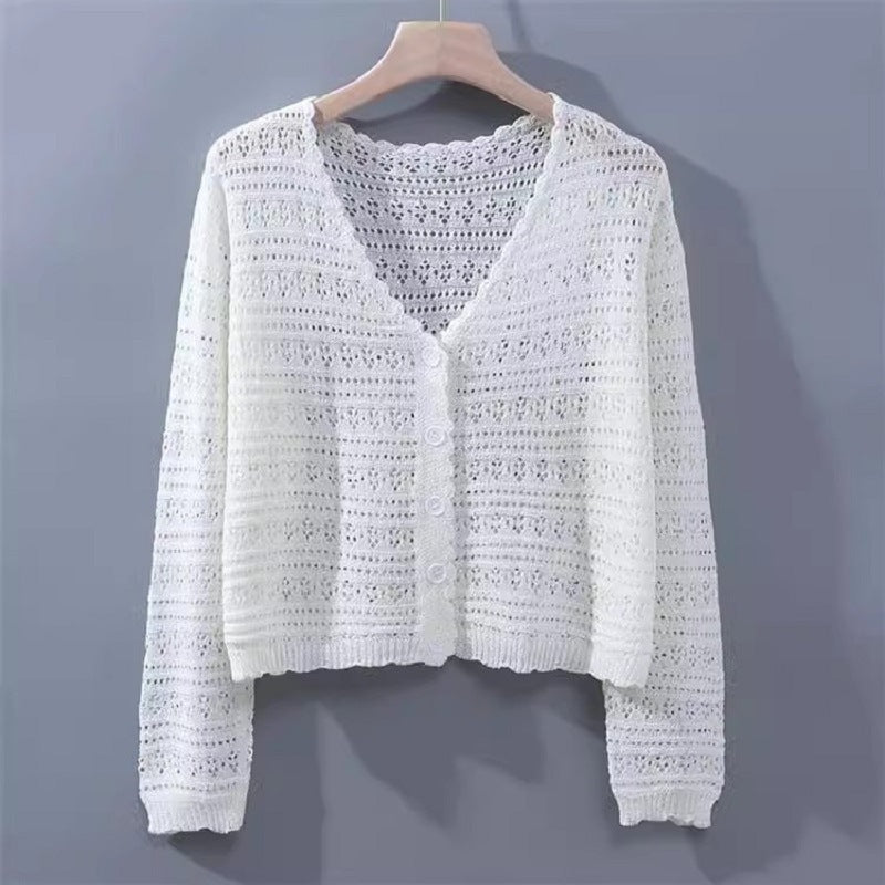 Women's Shirt Fresh Candy Color Knitted Light Breathable Long Sleeves Sun Women's Sweater
