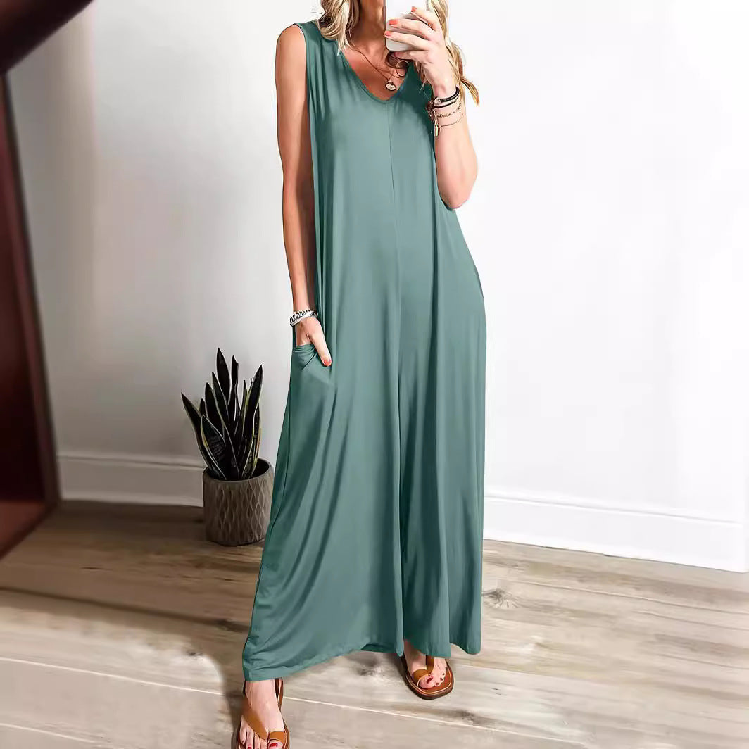 Women's Summer Fresh Casual Pocket Thin Jumpsuits