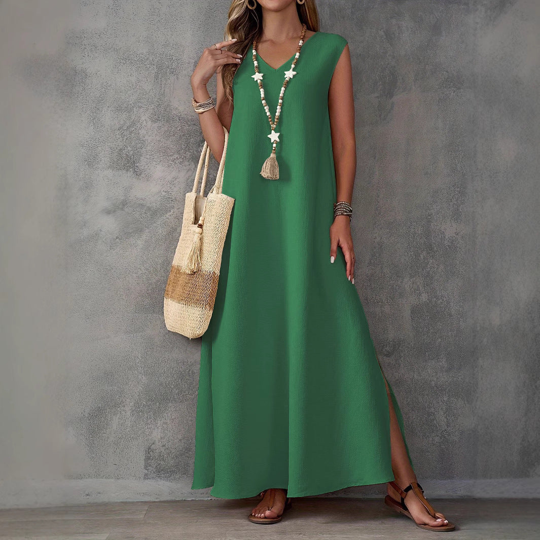 Women's Summer Sleeveless Side Slit Elegant Dress