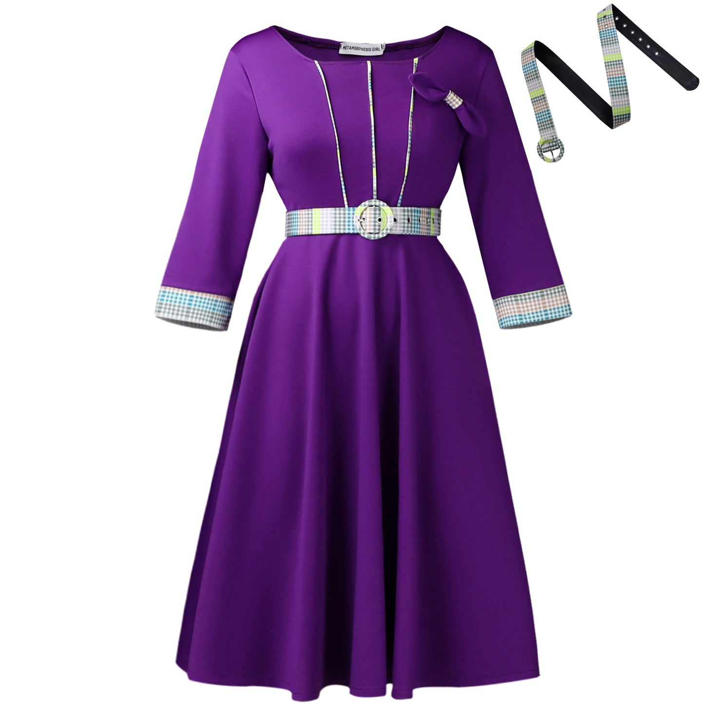 Women's Fashion Elegant Round Neck Stitching African Dress
