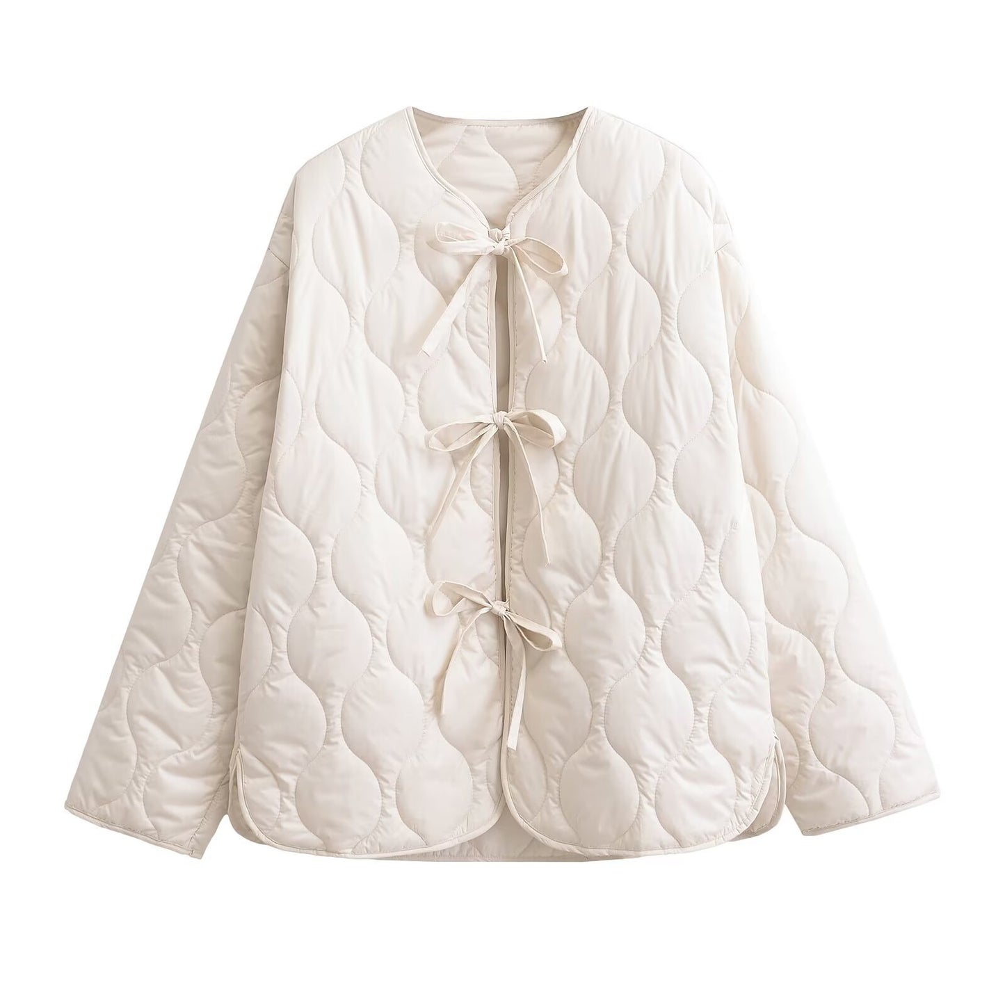 Women's Loose Cotton Quilted Fashion Zipper Thin Coats