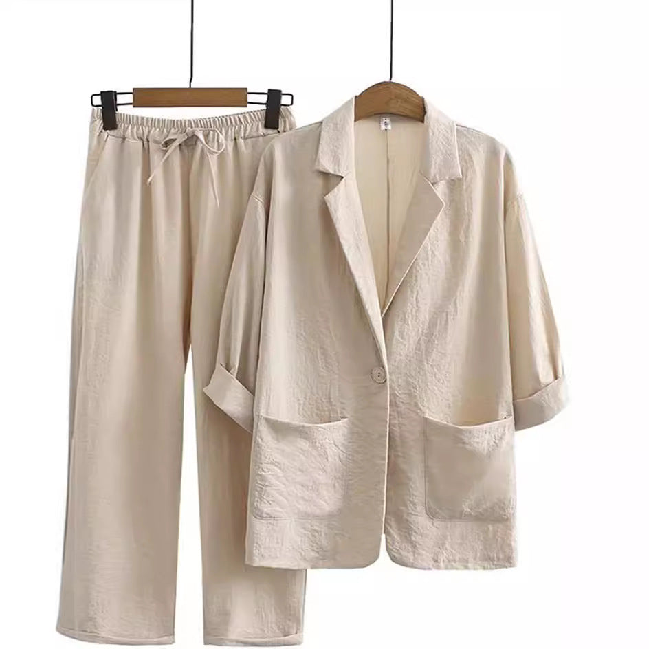 Women's Cotton Linen Autumn Loose Fashion Casual Suits