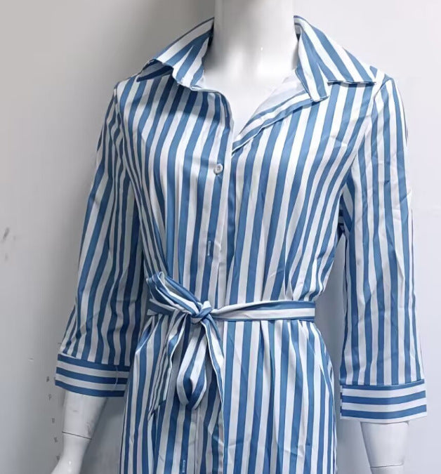 Women's Autumn Fashion Long Sleeve Printed Shirt Dresses