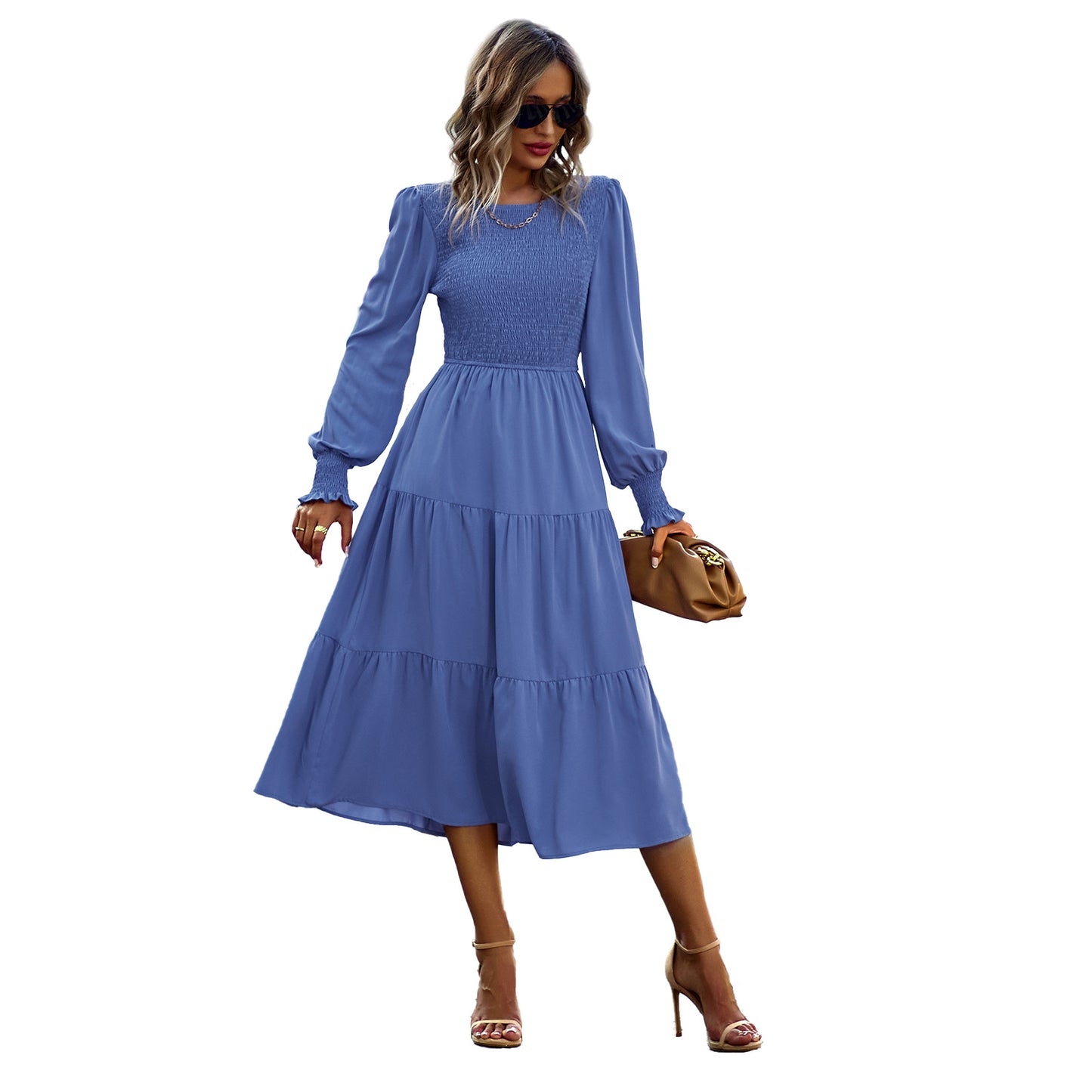 Women's Large Swing Dress Leisure Vacation Cinched Clothing