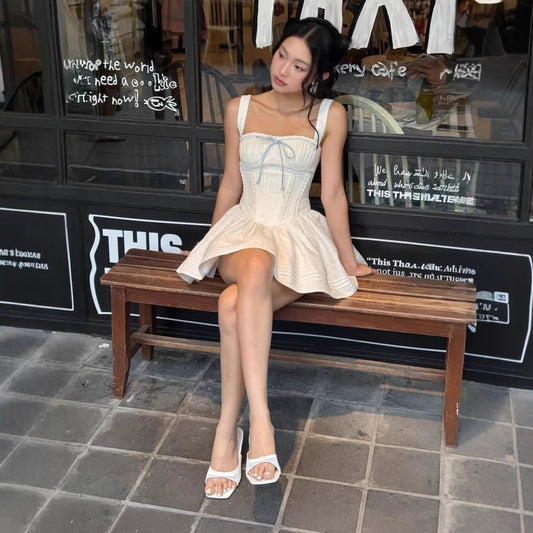 Women's Solid Color White Dress Cinched Pure Desire Dresses