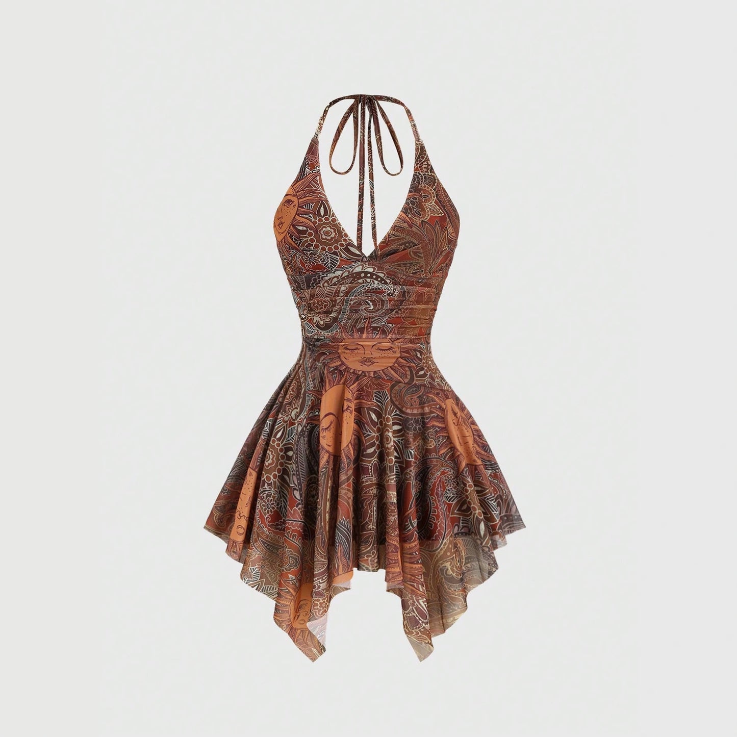 Holiday Mesh Suspender Sexy Irregular Hem Dress