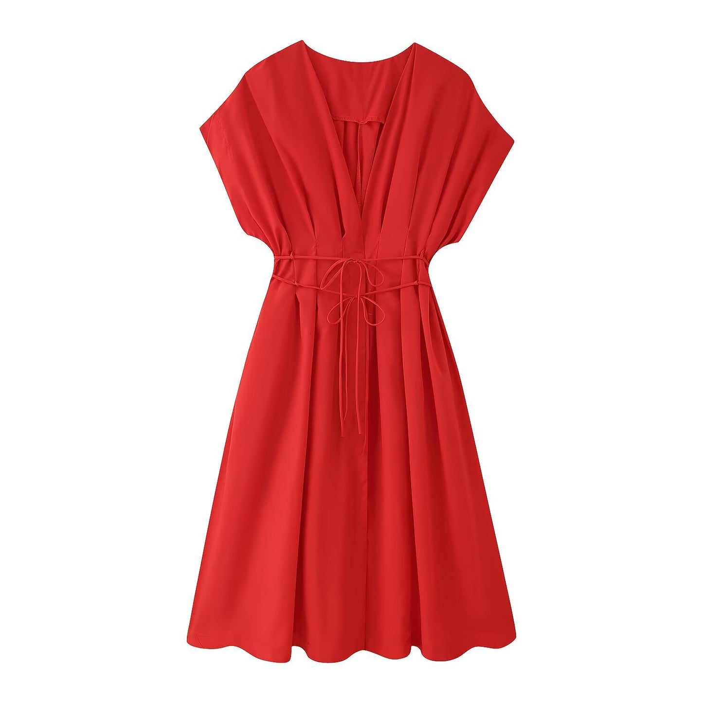 Women's Summer Pleated Draping Sleeve Midi Long Dresses