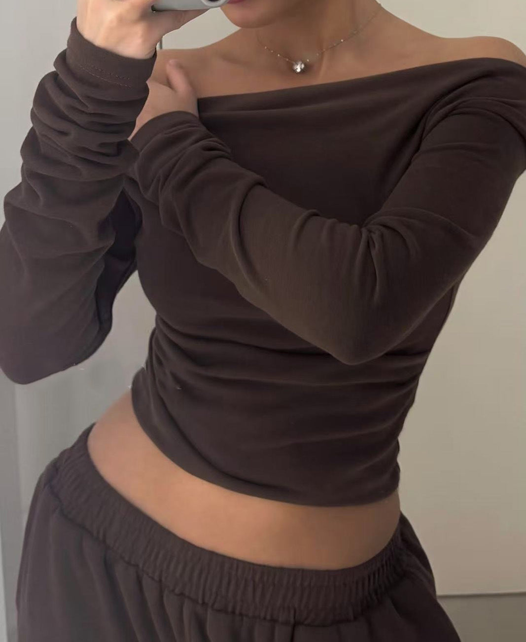 Autumn Asymmetric Hem Long T-shirt Trousers Suits