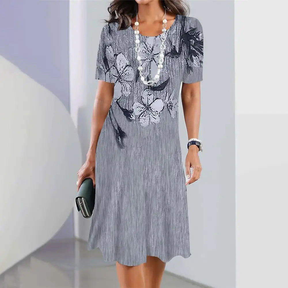 Women's Geometric Print Sleeve Clothes Summer Ladies Dresses