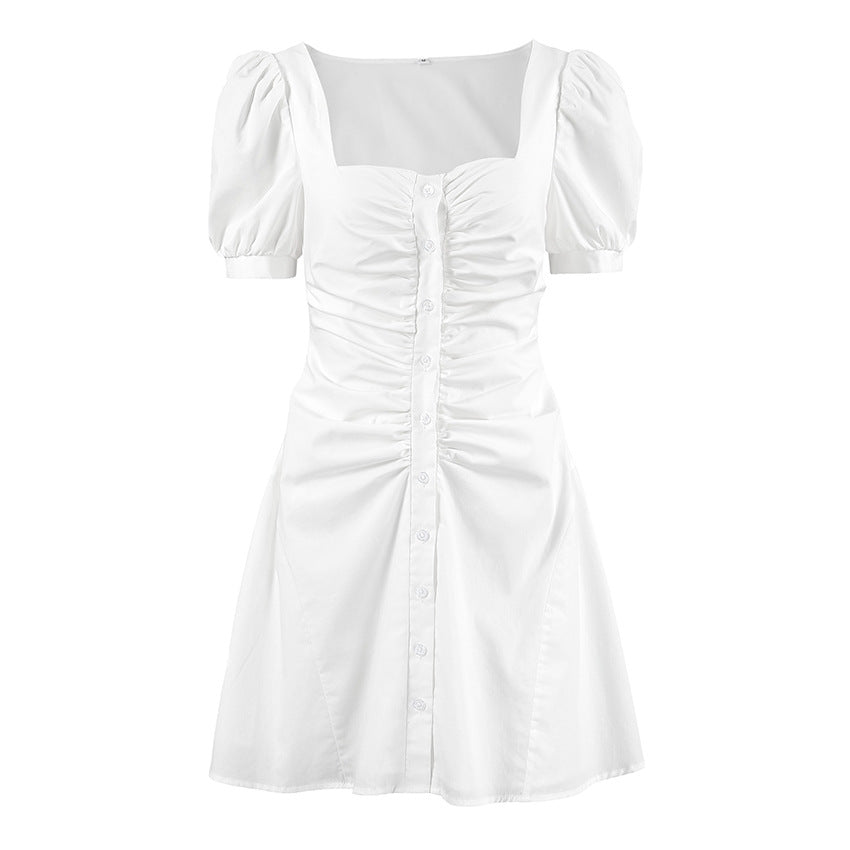 Women's Collar Dress Summer Simple Waist Fitted Cotton Dresses