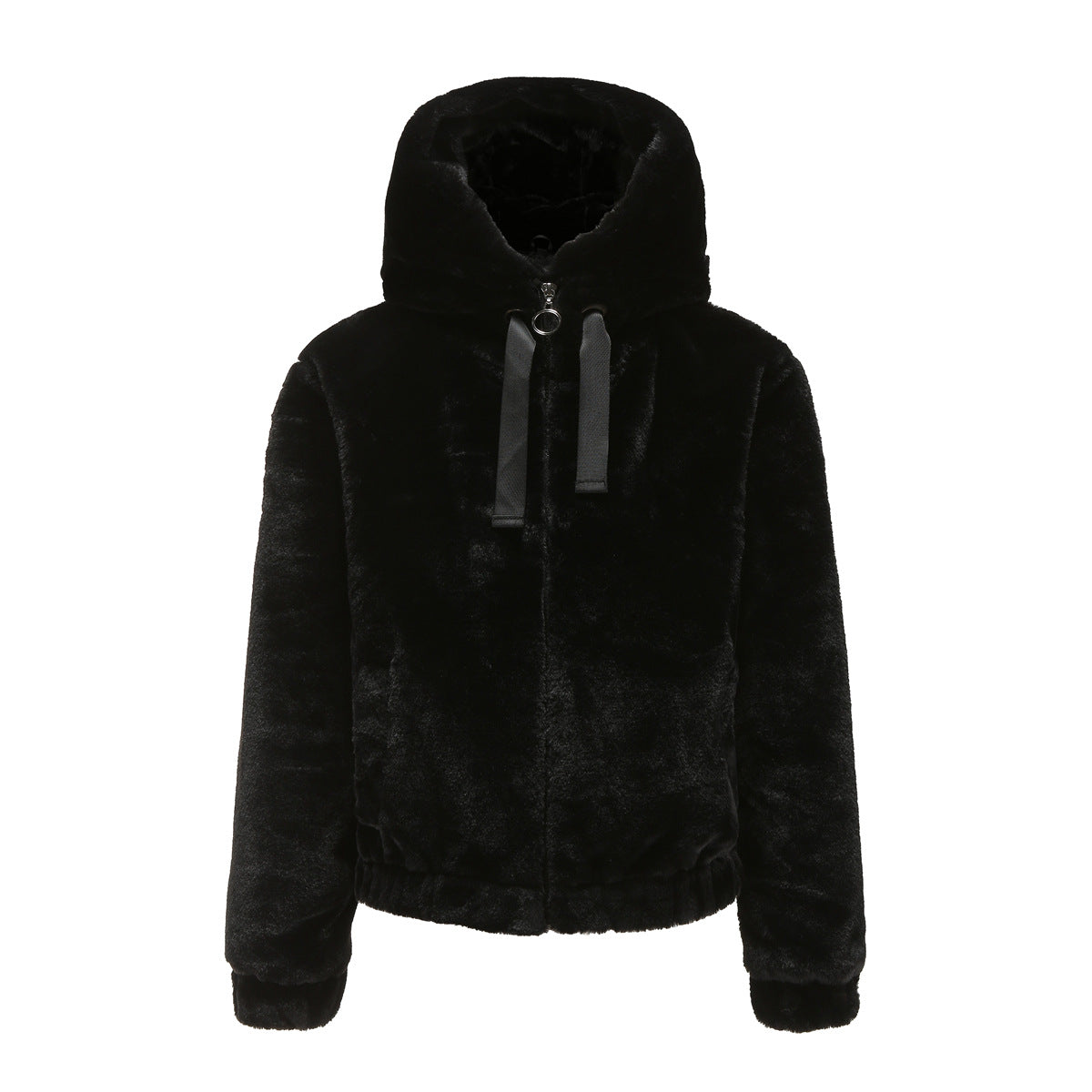 Women's Plush Hooded Long Sleeve Cotton Solid Coats