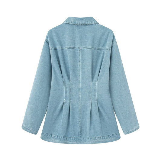 Women's Stylish Graceful Simple Lapel Waist Denim Coats