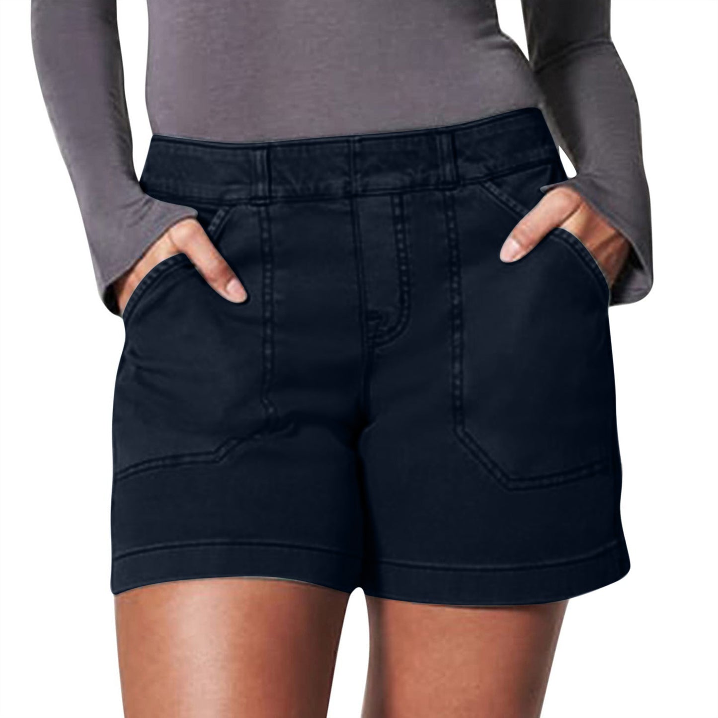 Fashion Simple Pocket Hip Lifting High Elastic Shorts