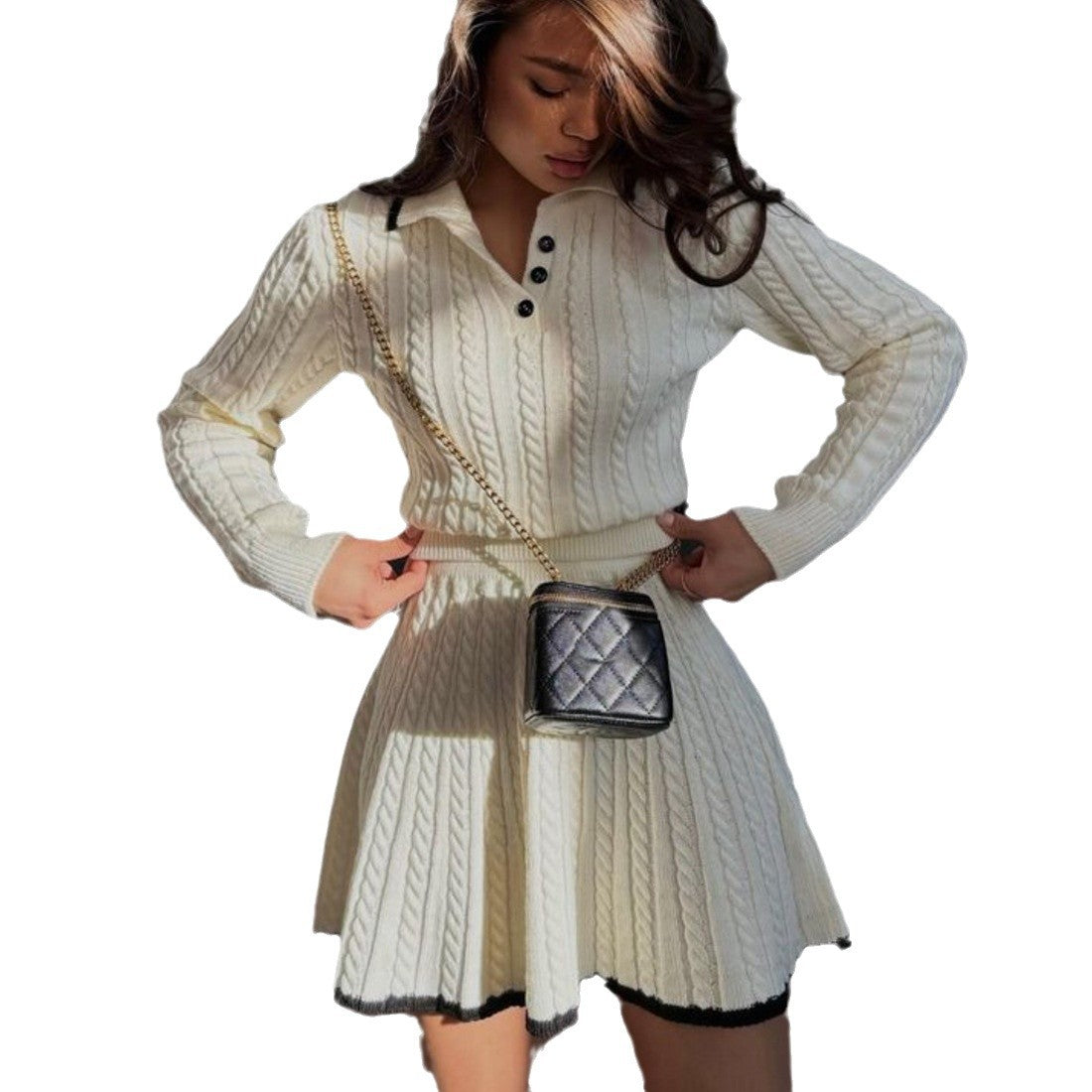 Women's Woolen Long-sleeved Button Lapel Umbrella Suits