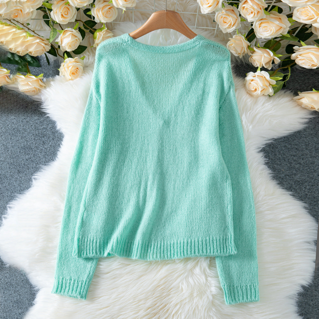 Women's Deep Solid Color Buttons Knitted Cardigans