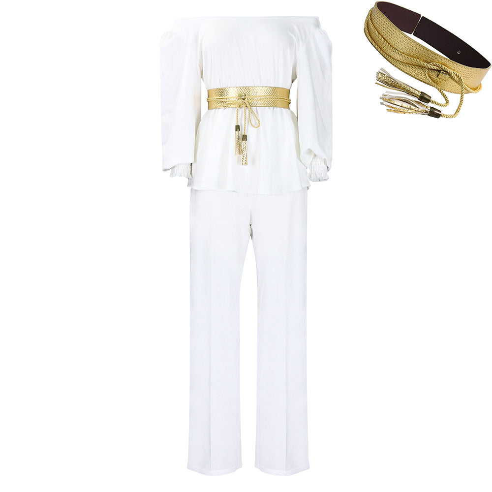 Charming Women's With Belt Long-sleeved Loose Blouses