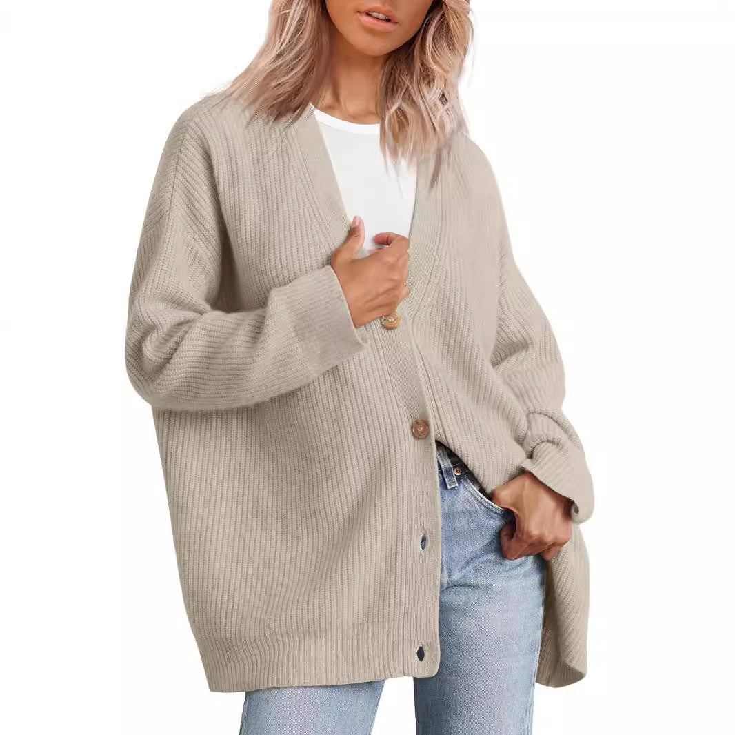 Women's Button Solid Color Long Sleeve Inner Cardigans